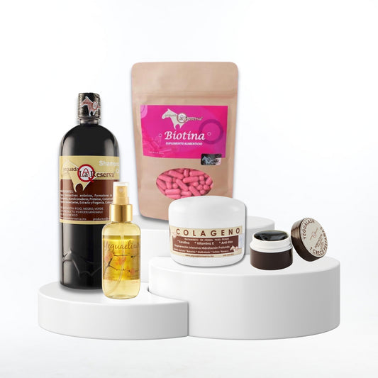 Shampoo Kit 1 lt. + Collagen 60 gr. + Biotin + Yegualash + Yeguaelixir
